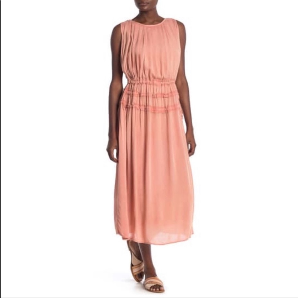 Boho Me Sunset Smocked Waist Cover-Up Midi Dress Size Small